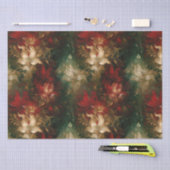 Papier Mousseline Flore rouge blanc vert (Artisanat)