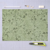 Papier Mousseline Flore verte Grungy (Artisanat)
