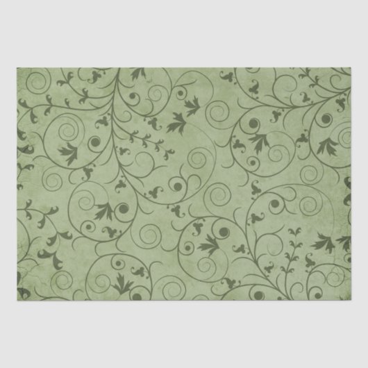 Papier Mousseline Flore verte Grungy (Recto)