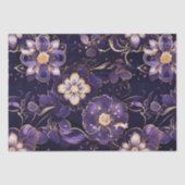 Papier Mousseline Flore violet foncé et or Faux (Recto)