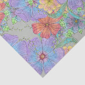 Papier Mousseline Flores de Boho jaune violet vif (Détail)