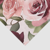 Papier Mousseline Flores romantiques Aquarelle Roses Bourgogne (Détail)