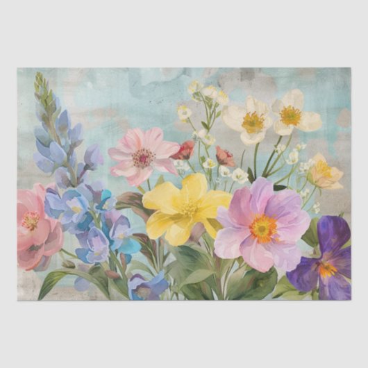 Papier Mousseline Flores vintages au printemps (Recto)