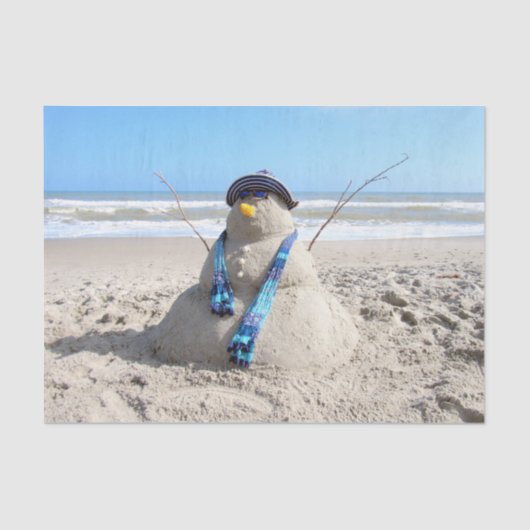 Papier Mousseline Floride Snowman - Sculpture de sable - Papier de t (Recto)