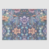 Papier Mousseline FLower Damask Blue Gold (Recto)
