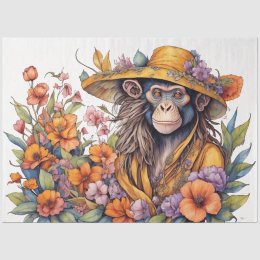 Papier Mousseline Flower hat Monkey see monkey do (Voorkant)