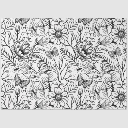 PAPIER MOUSSELINE Flower jungle tissue paper (Recto)