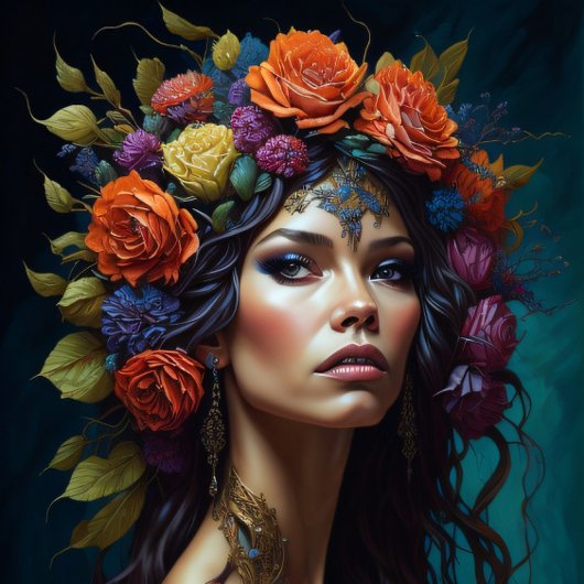 Papier Mousseline Flower misterious woman 