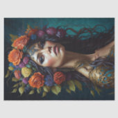 Papier Mousseline Flower misterious woman  (Recto)