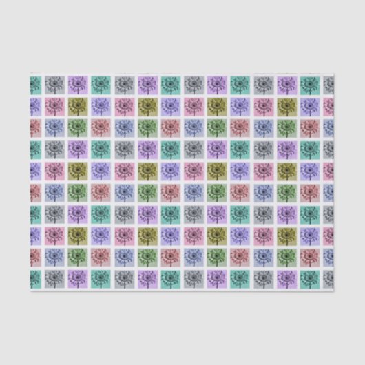 Papier Mousseline Flower Pop Art Squares (Recto)