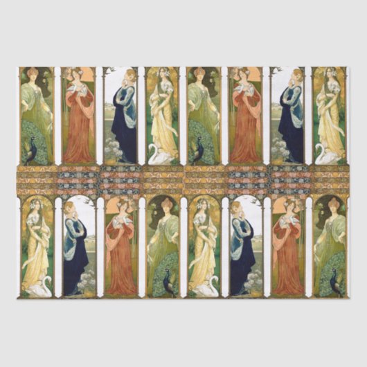 Papier Mousseline Flowers de Nouveau d'art de Madame Swan Peacock (Recto)