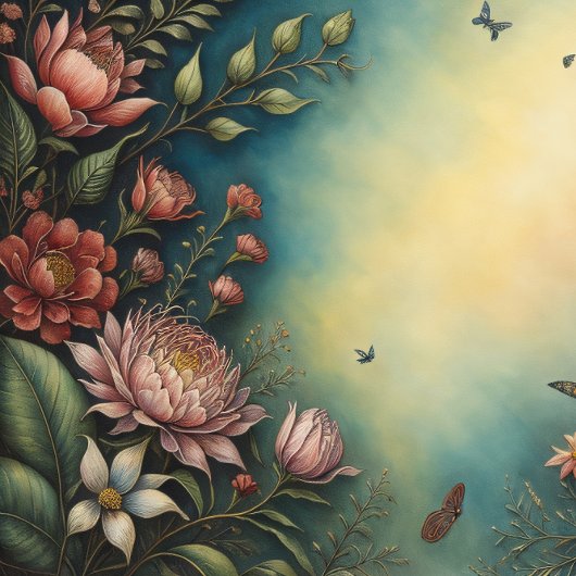 Papier Mousseline Flowers & postcard no3 vintage tissue paper