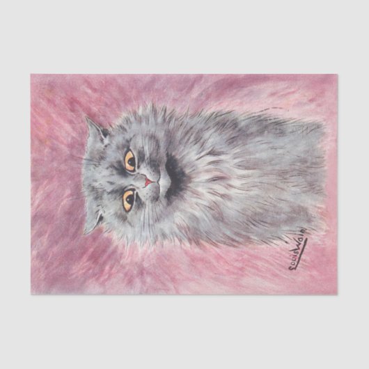 Papier Mousseline Fluffy Blue Cat Moody Vintage Feline (Recto)