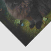 Papier Mousseline Fluffy Chat noir en Misty Woods (Détail)