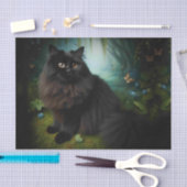 Papier Mousseline Fluffy Chat noir en Misty Woods (Artisanat)