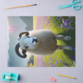 Papier Mousseline Fluffy Sheep champ de fleurs violettes (Artisanat)