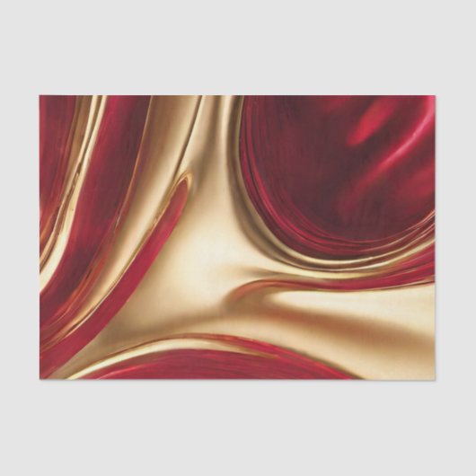 Papier Mousseline Flux Abstrait Art-Rouge et Or- (Recto)