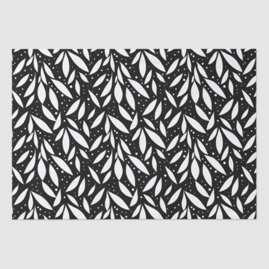 Papier Mousseline Foliage moderne noir et blanc (Recto)
