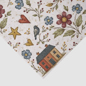 Papier Mousseline Folk Cottage Hearts Garden Pattern (Détail)