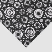 Papier Mousseline Folk Floral Black and White Sunflower Boho Chic (Détail)