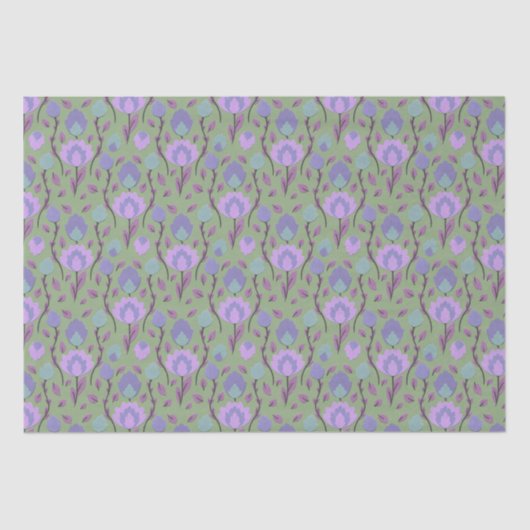 Papier Mousseline Folklore Floral Moderne // Mauve violet (Recto)
