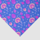 Papier Mousseline Folkore Floral Moderne // Bleu-Violet-Rose (Détail)