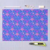 Papier Mousseline Folkore Floral Moderne // Bleu-Violet-Rose (Artisanat)