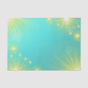 Papier Mousseline fond bleu turquoise avec des étoiles jaunes