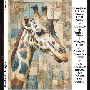 Papier Mousseline Fond en patchwork de girafe rustique EB6R découpag