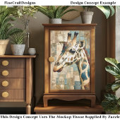 Papier Mousseline Fond en patchwork Girafe Rustique EB6L Découpage