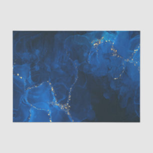 Papier Mousseline Fond texturé bleu foncé faux paillettes d'or