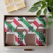 Papier Mousseline Football Noël Ajouter le nom Bande rouge & vert (Cadeau)