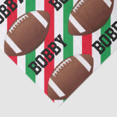 Papier Mousseline Football Noël Ajouter le nom Bande rouge & vert (Détail)