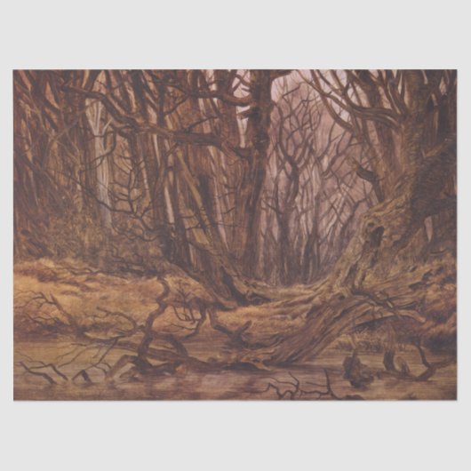 Papier Mousseline Forêt automnale (Troncs d'arbres Brown) (Recto)