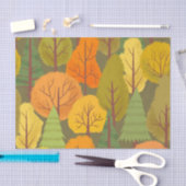 Papier Mousseline Forêt d'automne sans transparence arbres motif col (Artisanat)