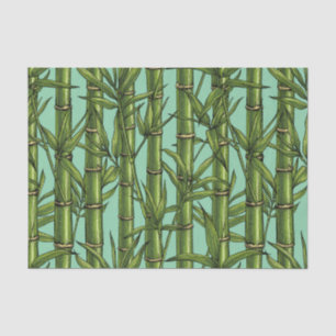 Papier Mousseline Forêt de bambou sur bleu clair