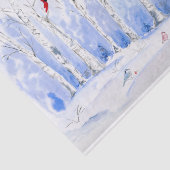 Papier Mousseline Forêt De Birch D'Aquarelle Avec Oiseaux (Détail)