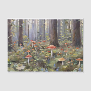Papier Mousseline Forêt de champignons enchantée