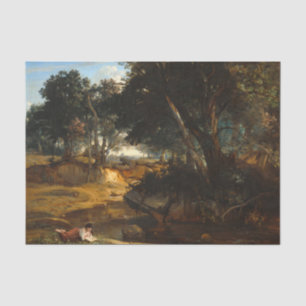 Papier Mousseline Forêt de Fontainebleau, 1834 par Corot