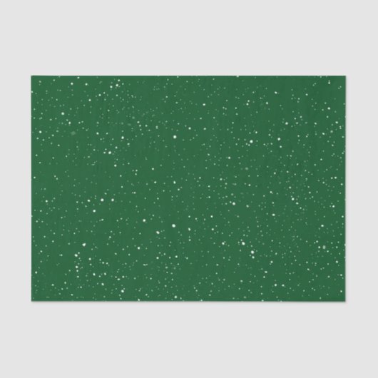 Papier Mousseline Forêt de Noël verte avec neige blanche (Recto)