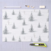 Papier Mousseline Forêt de pins contemporaine Noël hiver (Artisanat)