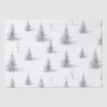 Papier Mousseline Forêt de pins contemporaine Noël hiver<br><div class="desc">Forêt de pins contemporaine Noël hiver Tissu papier</div>