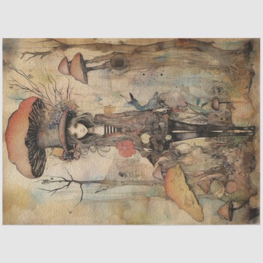 Papier Mousseline Forêt de printemps de champignons Whimsical Fairy  (Recto)