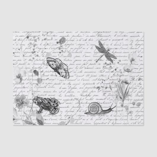 Papier Mousseline Forêt foncée Grenouille Fleur sauvage Découpage (Recto)