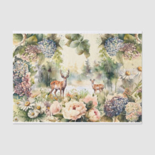 Papier Mousseline Forêt forestière, cerfs sauvages, flore et faune
