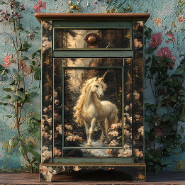 Papier Mousseline Forêt forestière vintage Unicorne Découpage Artisa