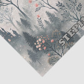 Papier Mousseline Forêt humide enchantée avec Château foncé - Ethéal (Détail)