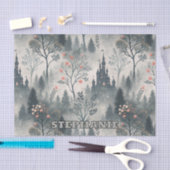 Papier Mousseline Forêt humide enchantée avec Château foncé - Ethéal (Artisanat)