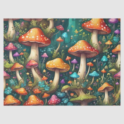 Papier Mousseline Forêt Mystique des Champignons (Recto)