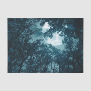 Papier Mousseline Forêt nocturne enchanteresse avec Pleine lune